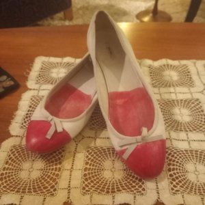 Miu Miu Cream and Red Ballet Flats